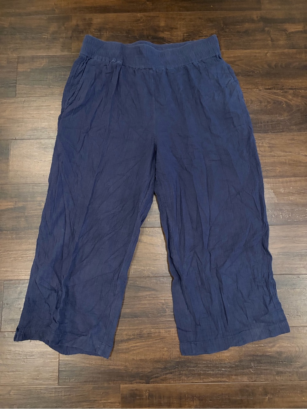 Boden Cropped Double Cloth Wide Leg Trousers Blue 16–18